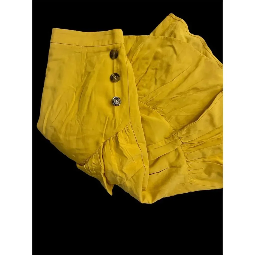 Allegrace Women's Vintage Yellow A-Line Skirt M Knee Length Casual